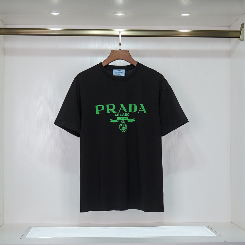 Футболка Prada With Big Green Logo "Black" фото № 6