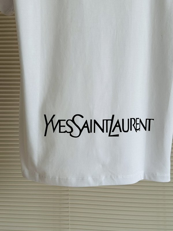 Футболка Saint Laurent With Black Logo "White" фото № 4