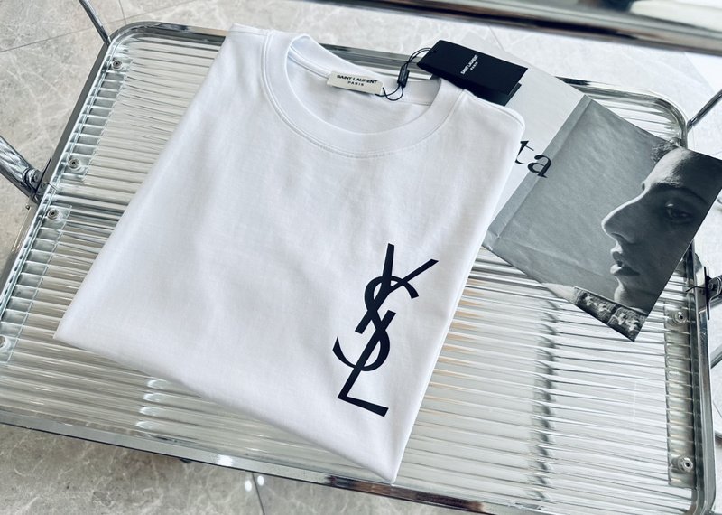 Футболка Saint Laurent With Black Logo "White" фото № 8