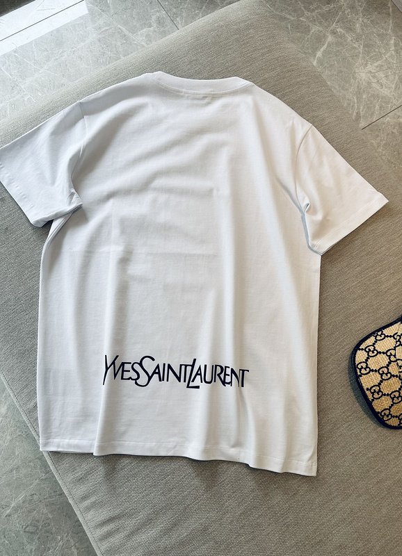Футболка Saint Laurent With Black Logo "White" фото № 9