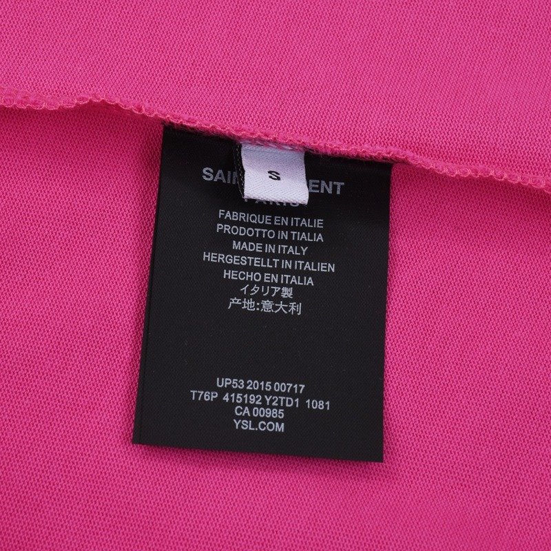 Футболка Saint Laurent With Emblem And Text Logo "Pink" фото № 3