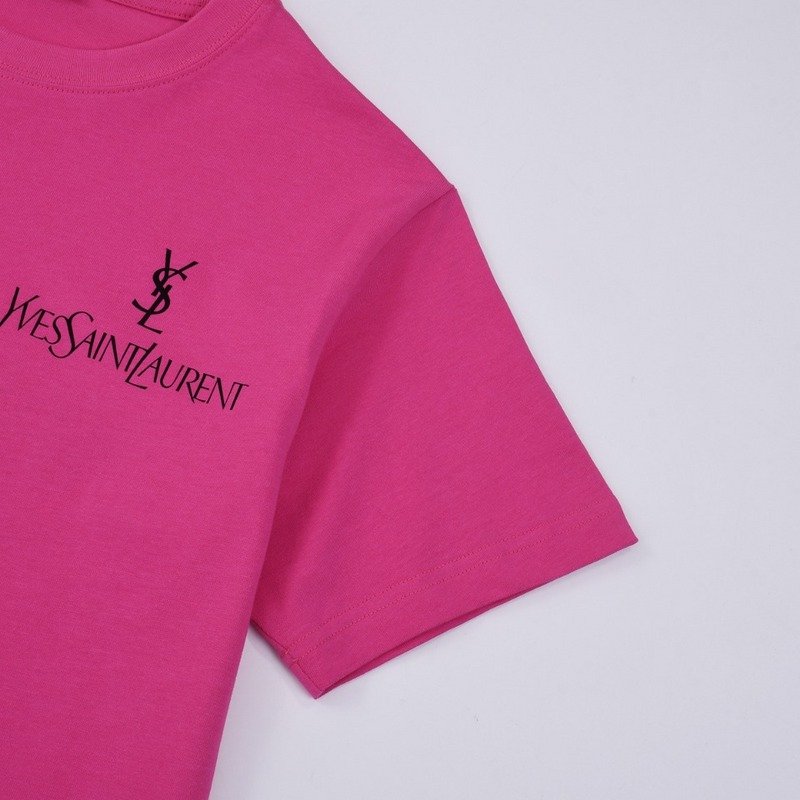 Футболка Saint Laurent With Emblem And Text Logo "Pink" фото № 6