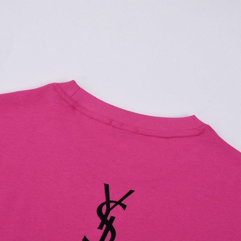 Футболка Saint Laurent With Emblem And Text Logo "Pink" фото № 7