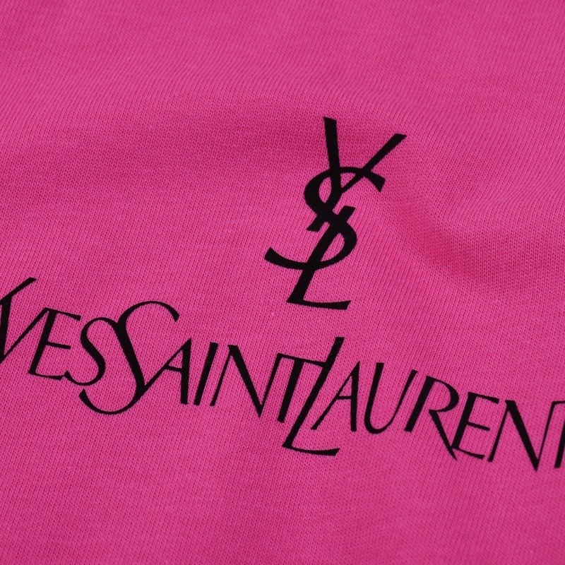 Футболка Saint Laurent With Emblem And Text Logo "Pink" фото № 8