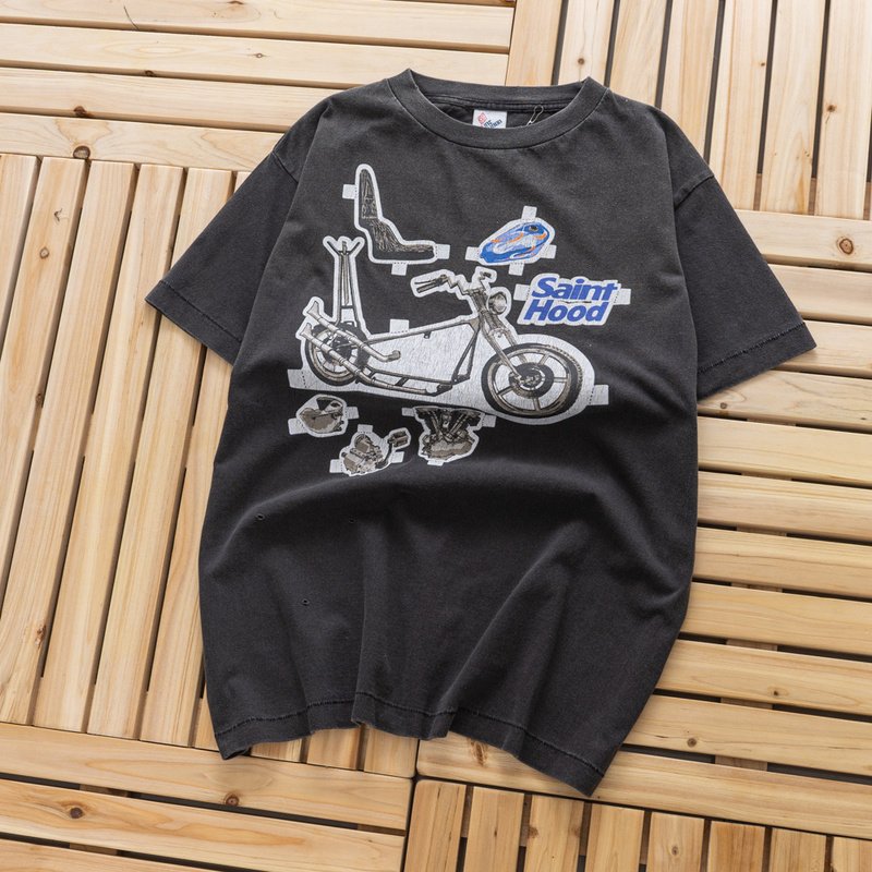 Футболка Saint Michael With Motorcycle Print "Black" фото № 2