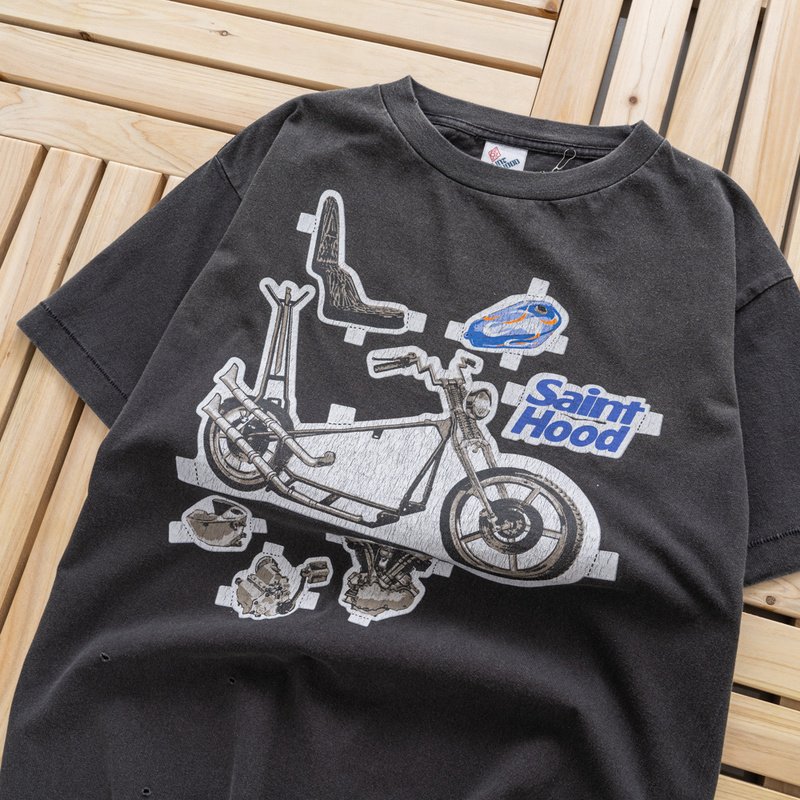 Футболка Saint Michael With Motorcycle Print "Black" фото № 6