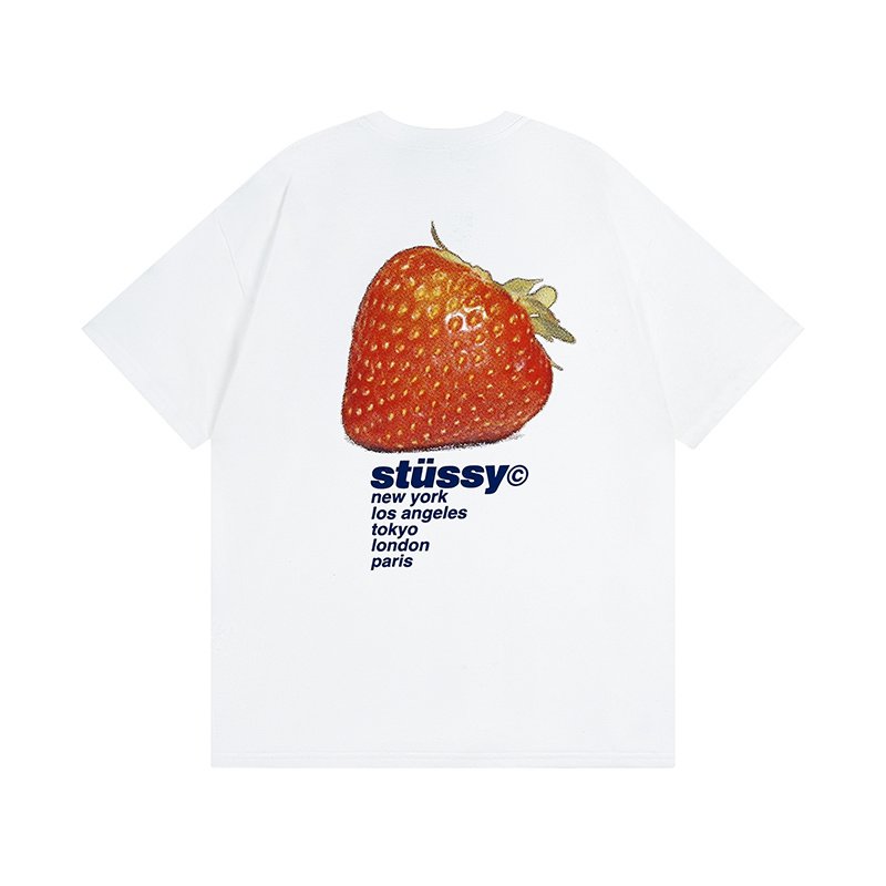 Футболка Stussy With A Strawberry Pattern And An Inscription "White" фото № 2