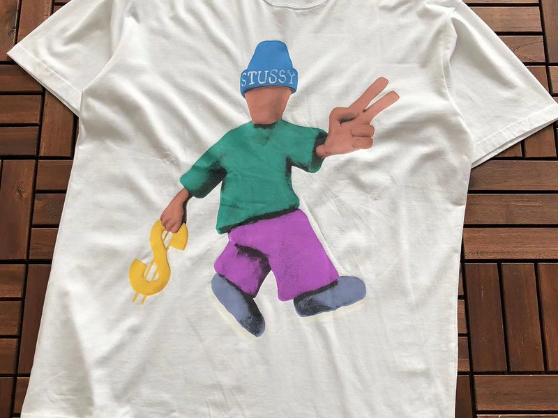 Футболка Stussy Man With Dollar In Hand "White" фото № 2