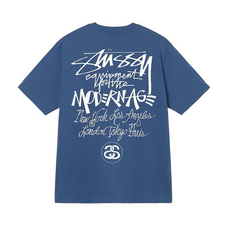 Футболка Stussy Inscriptions On The Back "Blue" фото № 2