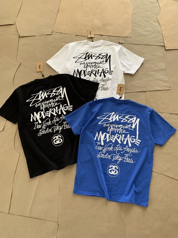 Футболка Stussy Inscriptions On The Back "Blue" фото № 3