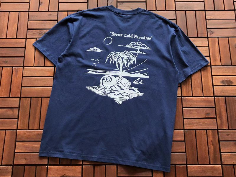 Футболка Stussy Palm Tree With Billiard Ball "Blue" фото № 5