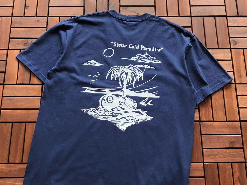 Футболка Stussy Palm Tree With Billiard Ball "Blue" фото № 4