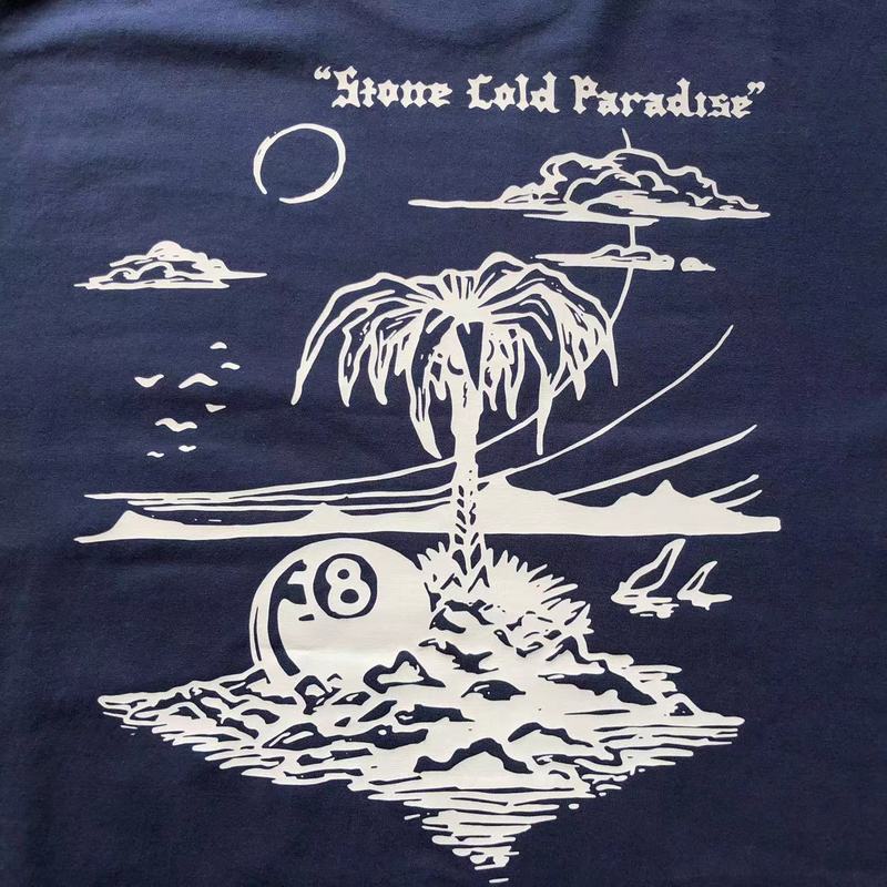 Футболка Stussy Palm Tree With Billiard Ball "Blue" фото № 2