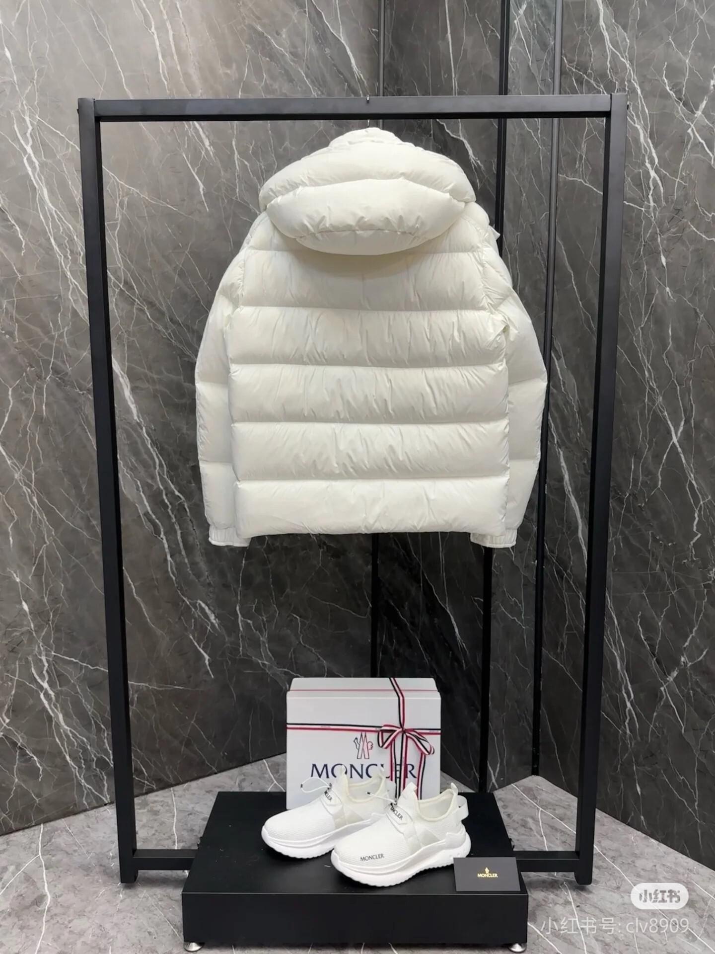 Пуховик Moncler Vezere Hooded Flanelle "White" фото № 6