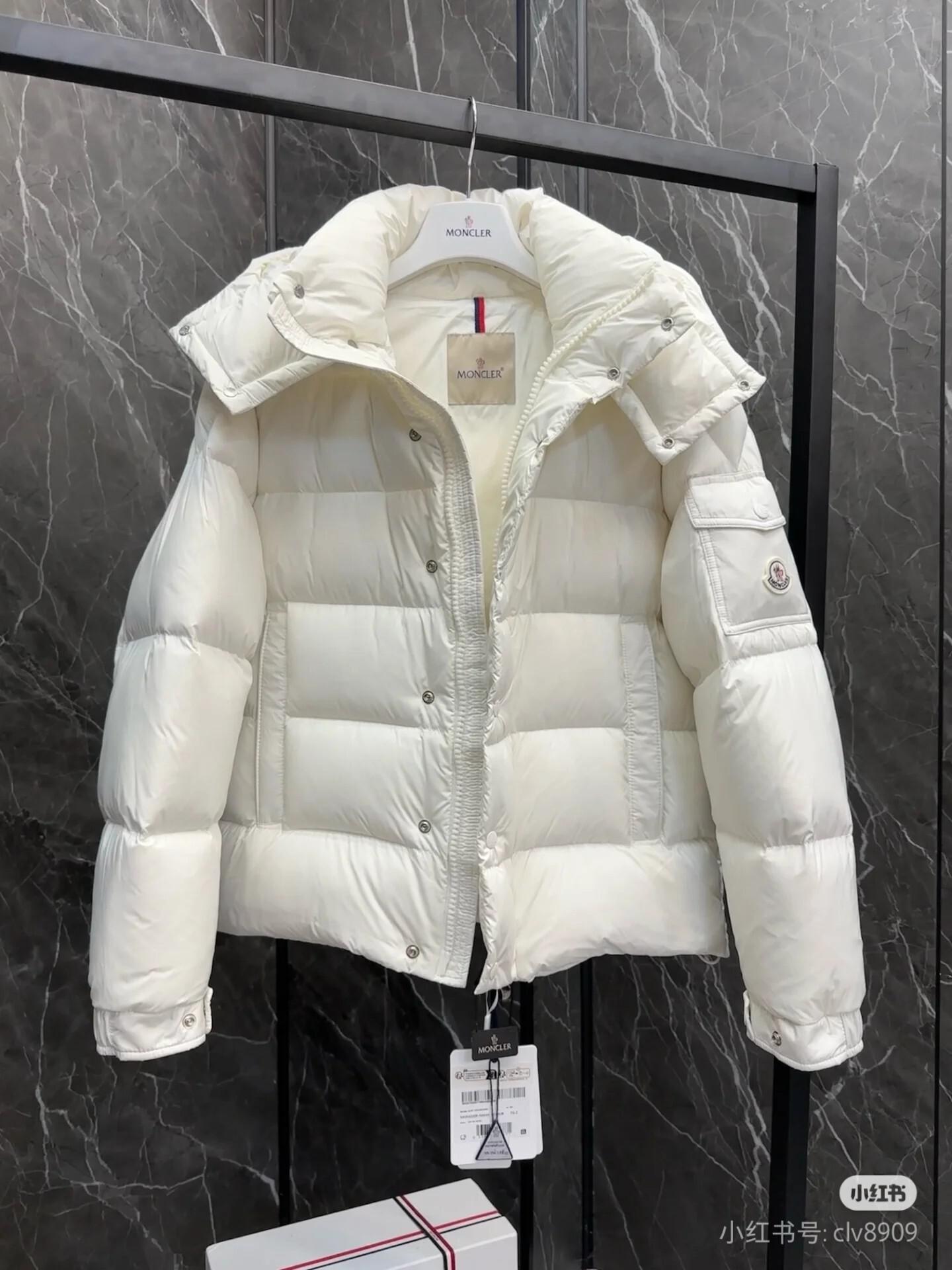 Пуховик Moncler Vezere Hooded Flanelle "White" фото № 4