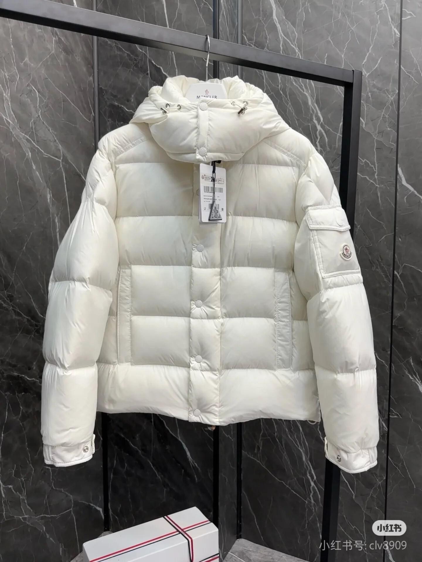Пуховик Moncler Vezere Hooded Flanelle "White" фото № 3