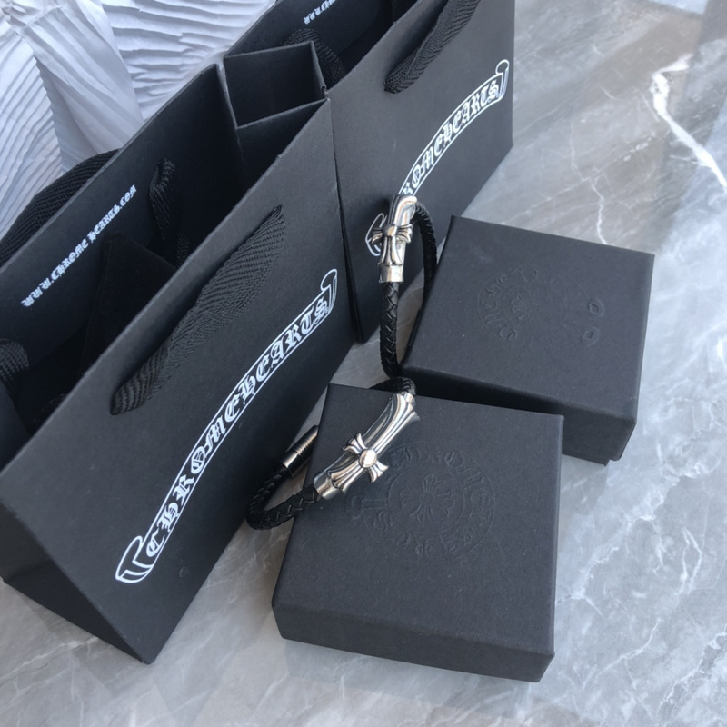 Браслет Chrome Hearts Leather with a Cross "Black, Silver" фото № 4