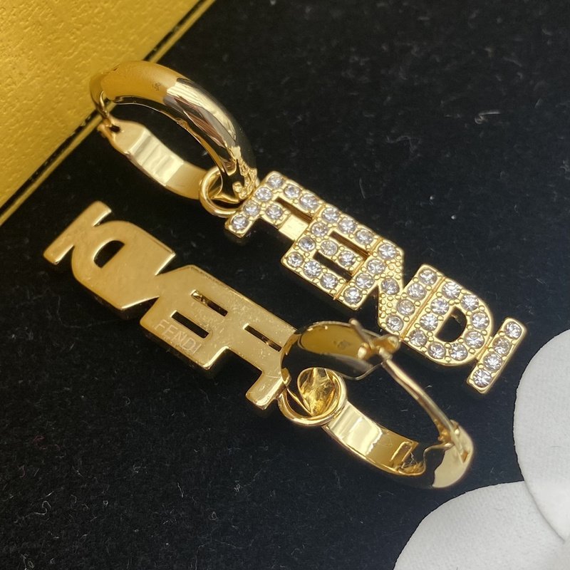 Серьги Fendi Logo From Rhinestones "Gold" фото № 2