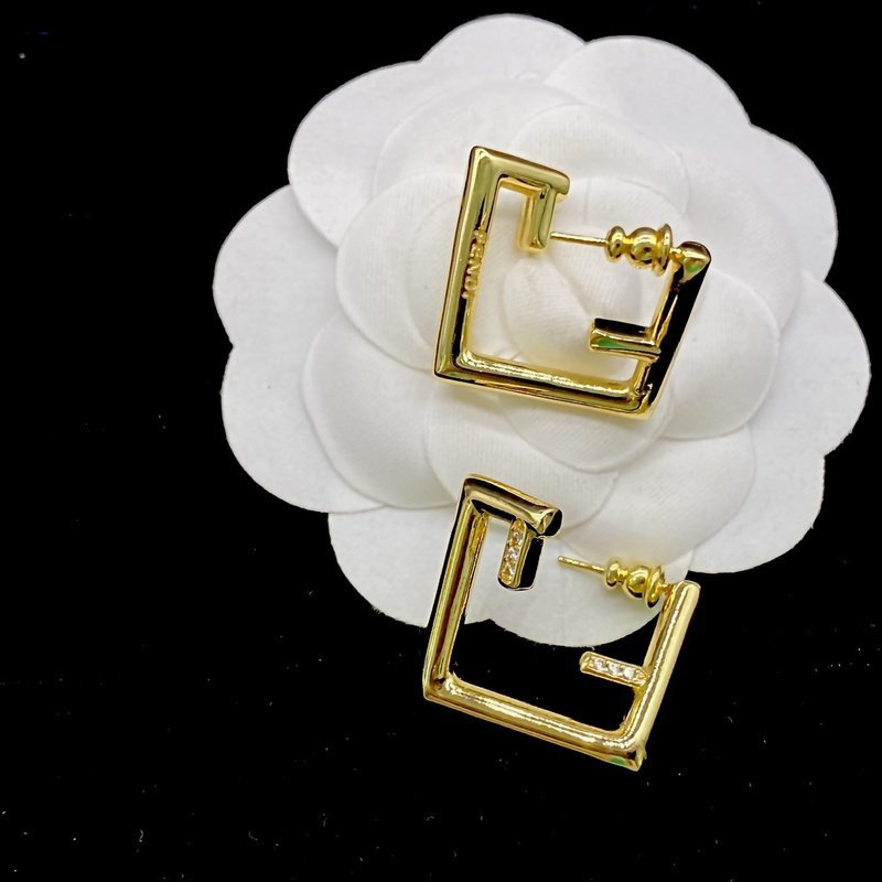 Серьги Fendi Logo Letters - Lines "Gold" фото № 2