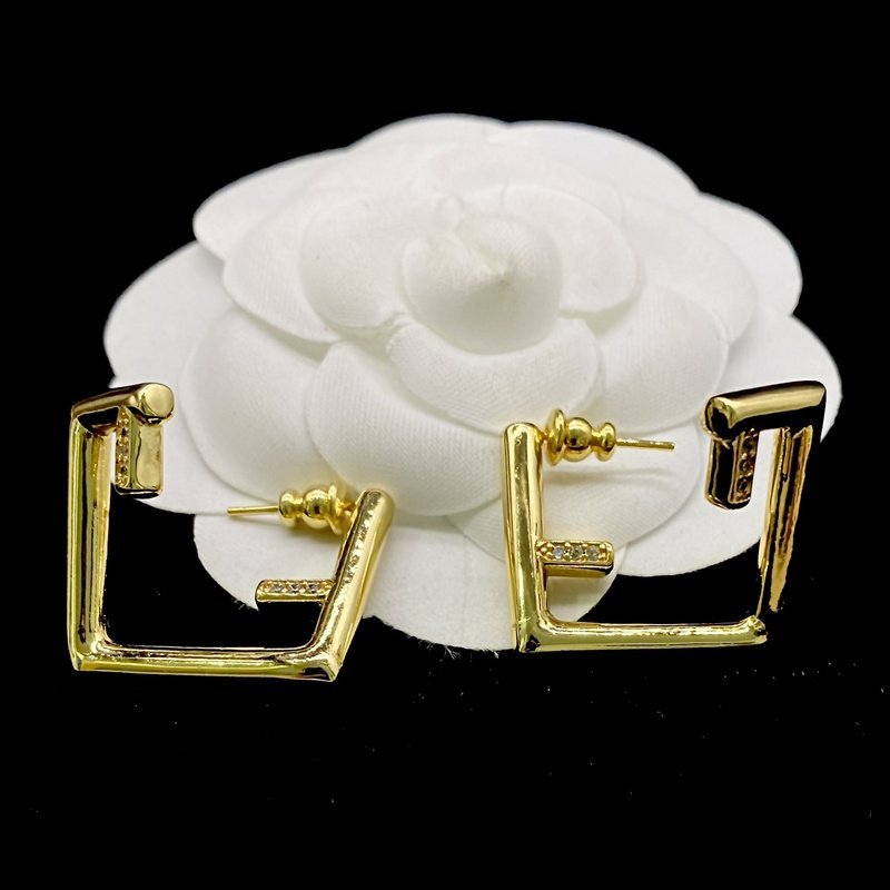 Серьги Fendi Logo Letters - Lines "Gold" фото № 4