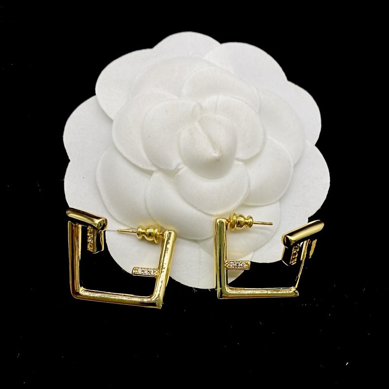 Серьги Fendi Logo Letters - Lines "Gold" фото № 5