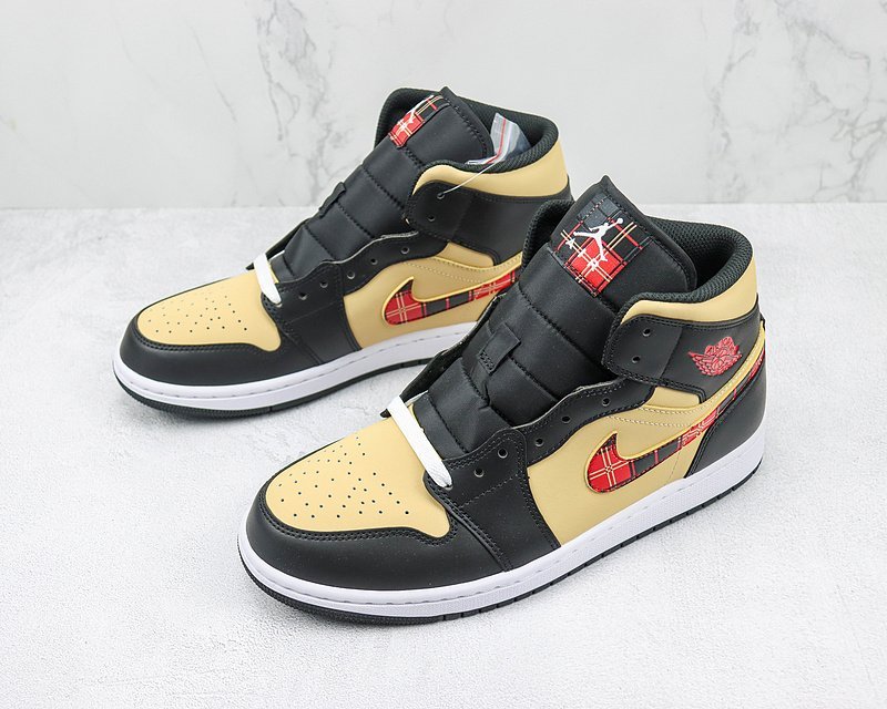 Air Jordan 1 Mid Shoes Tartan Swoosh Tan "Beige" фото № 5