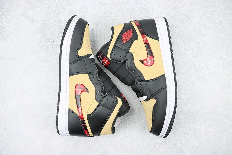 Air Jordan 1 Mid Shoes Tartan Swoosh Tan "Beige" фото № 6