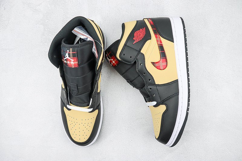 Air Jordan 1 Mid Shoes Tartan Swoosh Tan "Beige" фото № 7
