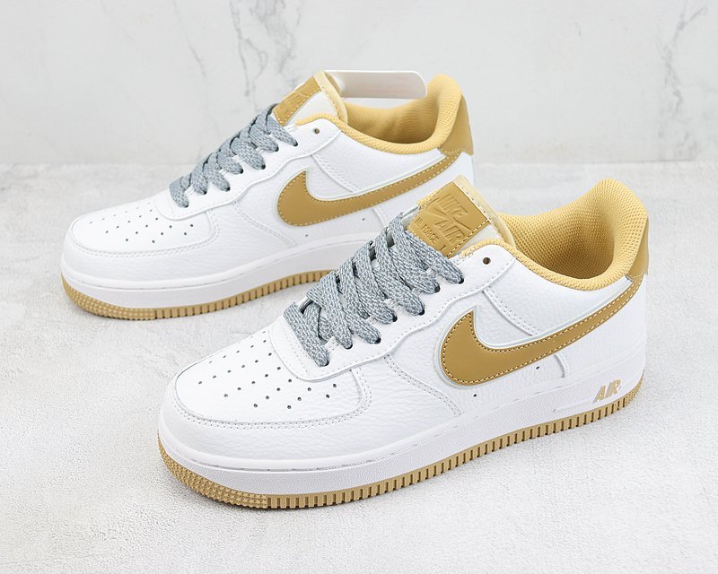 Nike Air Force 1 Low "White/Gold/Silver Grey" фото № 5