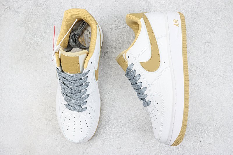 Nike Air Force 1 Low "White/Gold/Silver Grey" фото № 6