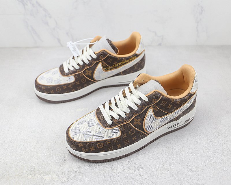 Louis Vuitton x Nike Air Force 1 Low "LR Brown/White" фото № 5