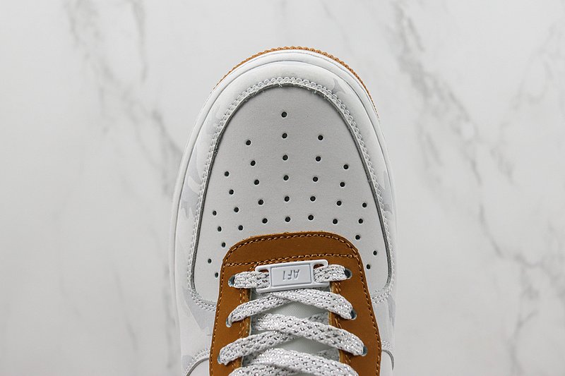 Nike Air Force 1 Low "White/Brown/Grey Khaki" фото № 4