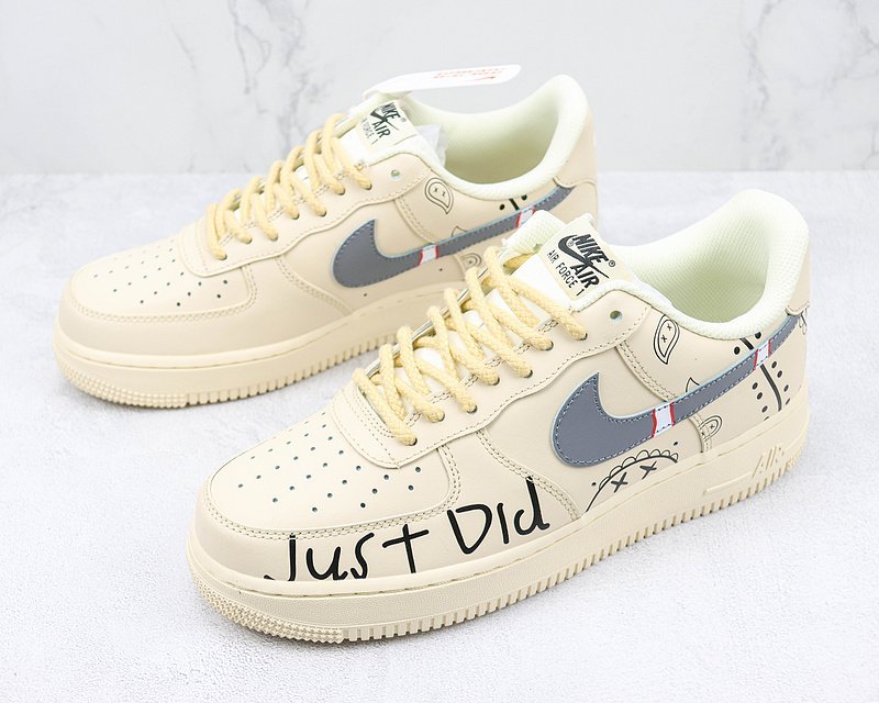 Nike Air Force 1 Low "Beige/Black/Red and Grey Swoosh" фото № 5