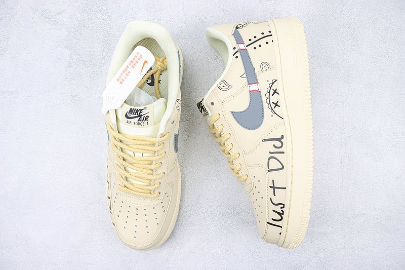 Nike Air Force 1 Low "Beige/Black/Red and Grey Swoosh" фото № 6