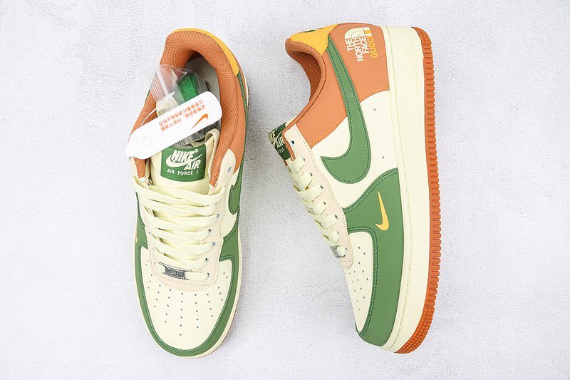 The North Face x Gucci x Nike Air Force 1 Low "Orange/Leaf Green/Yellow/Mini Swoosh" фото № 6