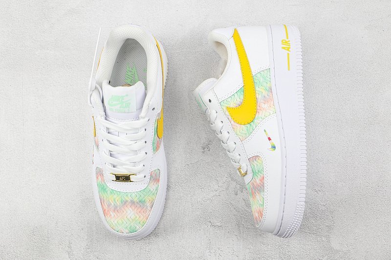 Nike Air Force 1 Low "White/Green/Yellow/Multi-Color Mini-Swoosh" фото № 6