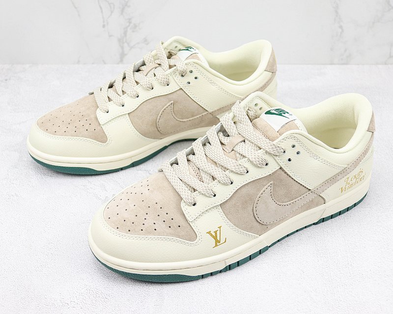 Louis Vuitton x Nike Dunk Low "Ivory/Green/Beige" фото № 5