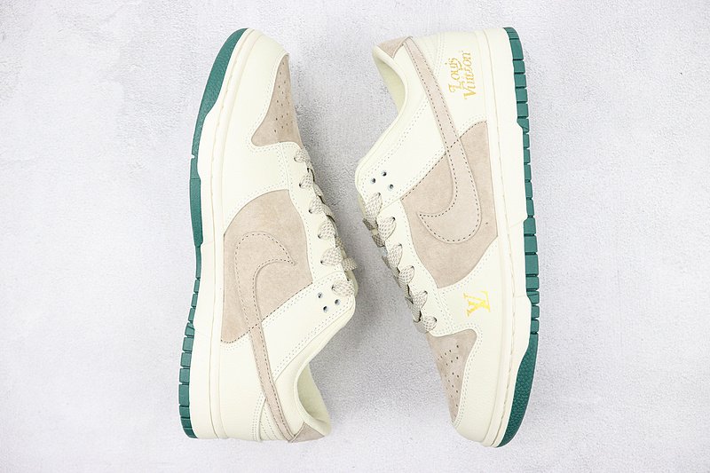 Louis Vuitton x Nike Dunk Low "Ivory/Green/Beige" фото № 6