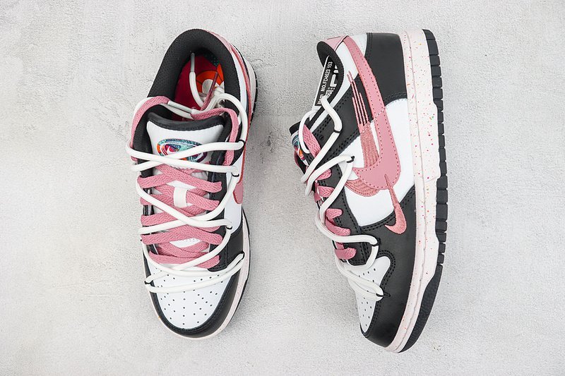 Nike Dunk Low "Black/Pink/Multiple Swooshes" фото № 6