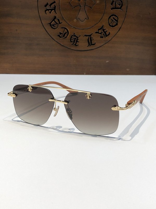Солнцезащитные очки Chrome Hearts Lenses Decorated By Symbol Front "Brown" фото № 2