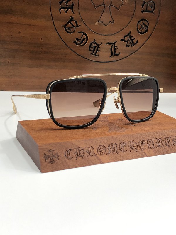 Солнцезащитные очки Chrome Hearts Temples With Decoration By Repeating Logo "Brown" фото № 2