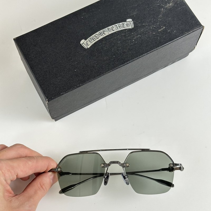 Солнцезащитные очки Chrome Hearts Temples Decorated By Flowers "Black/Green" фото № 2