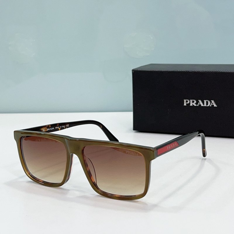 Солнцезащитные очки Prada Rectangle Shaped Colorful Frame With Inscription "Green/Brown" фото № 2