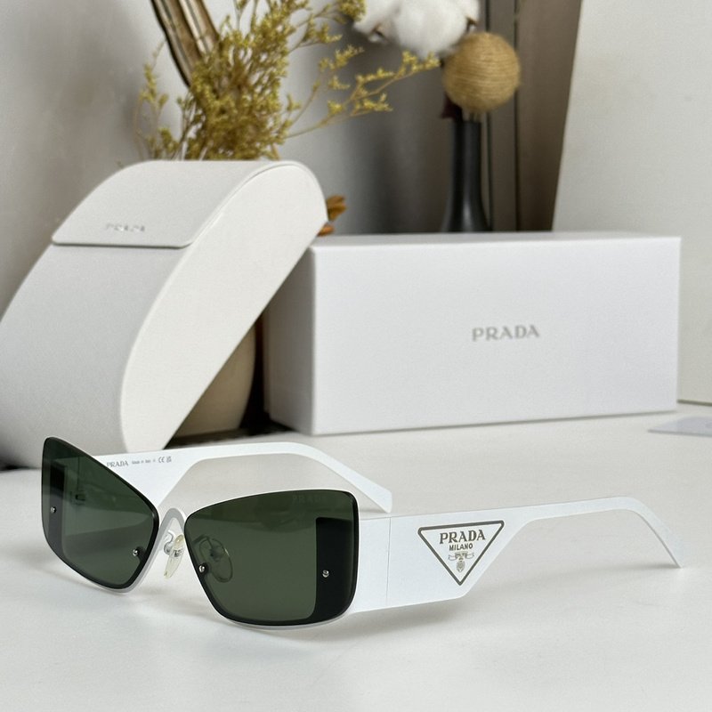 Солнцезащитные очки Prada Logo Inside Triangle On Temples "White" фото № 3