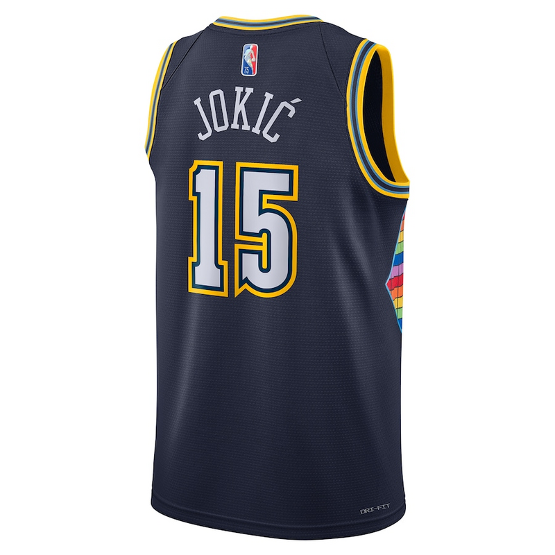 Баскетбольная Джерси Nike Denver Nuggets 21-22 №15 Nikola Jokic "Blue/Black" фото № 2