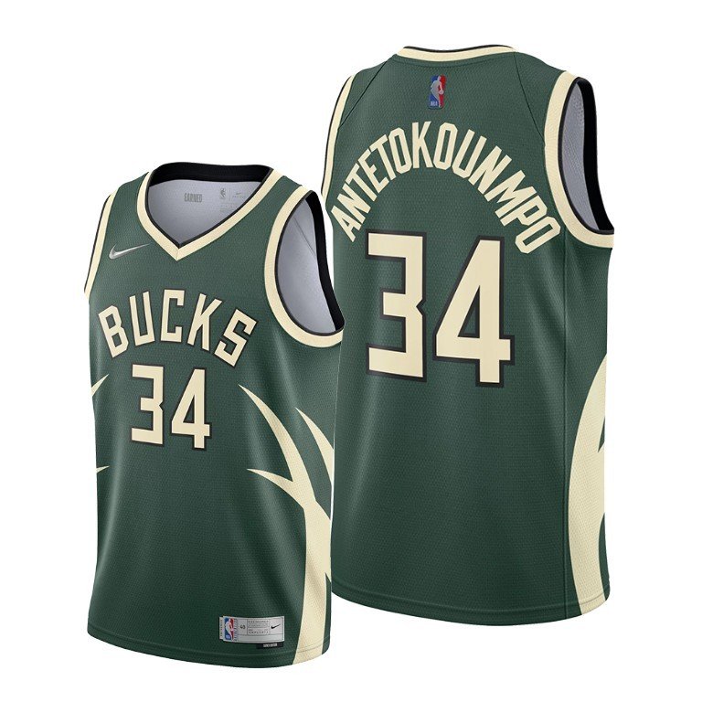 Баскетбольная Джерси Nike Milwaukee Bucks 21 №34 Giannis Antetokounmpo "Green" фото № 2
