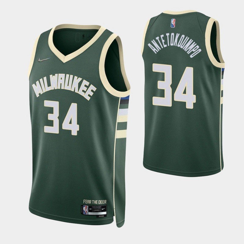 Баскетбольная Джерси Nike Milwaukee Bucks 21-22 №34 Giannis Antetokounmpo "Green" фото № 2