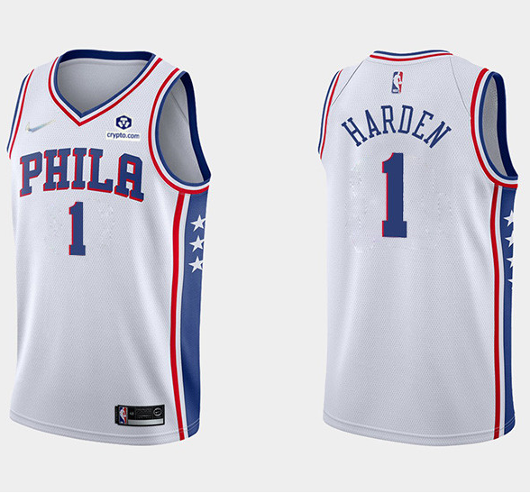 Баскетбольная Джерси Nike Philadelphia 76ers 21-22 №1 James Harden "White" фото № 2