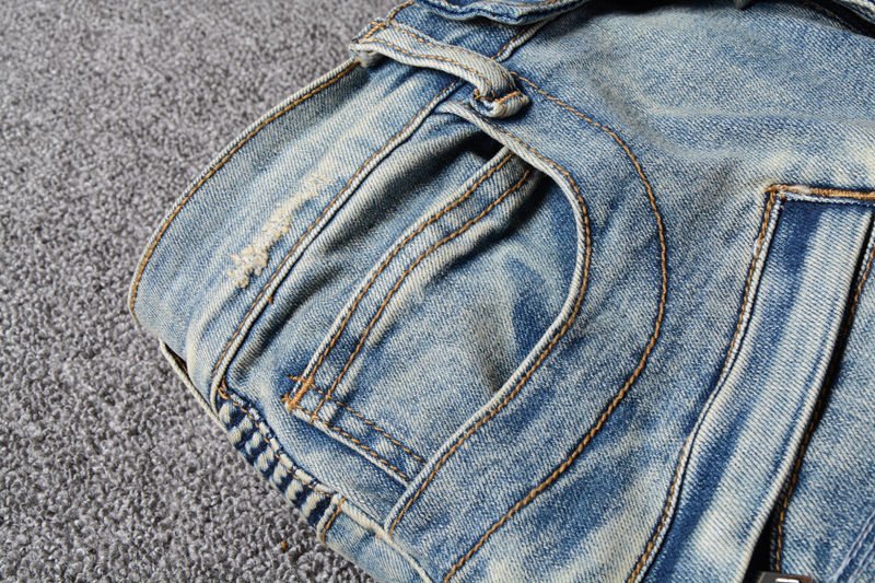 Джинсы Balmain Letter Logo Ripped Style "Blue" фото № 4