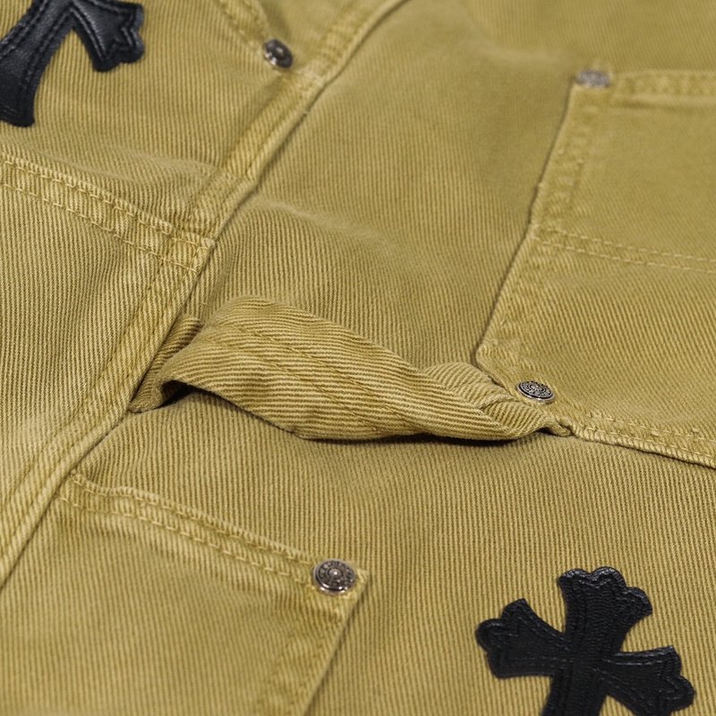 Джинсы Chrome Hearts Black Cross "Brown/Yellow" фото № 3